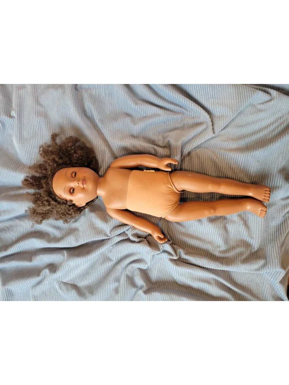 Vintage Large Brown Doll with Curly Hair